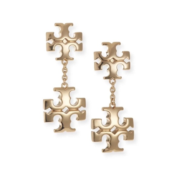 Tory Burch Gold Logo Drop Earrings - Picture 1 of 7